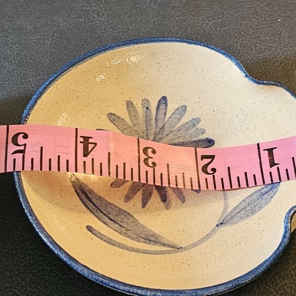 Vintage Sonny Fletcher Pottery Ceramic Dish Spoon Rest floral Blue white 1995 90 - Picture 6 of 6